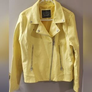 Levi's Women's Bright Yellow Moto Faux Leather Jacket. Sz XL NWT